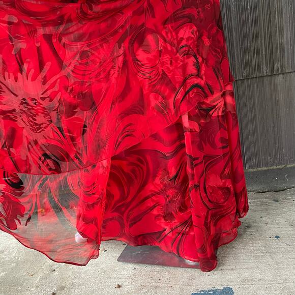 🔥Y2K JS Collection Silk Abstract Rose Romantic Party Evening Gala Mermaid Dress - Picture 12 of 17